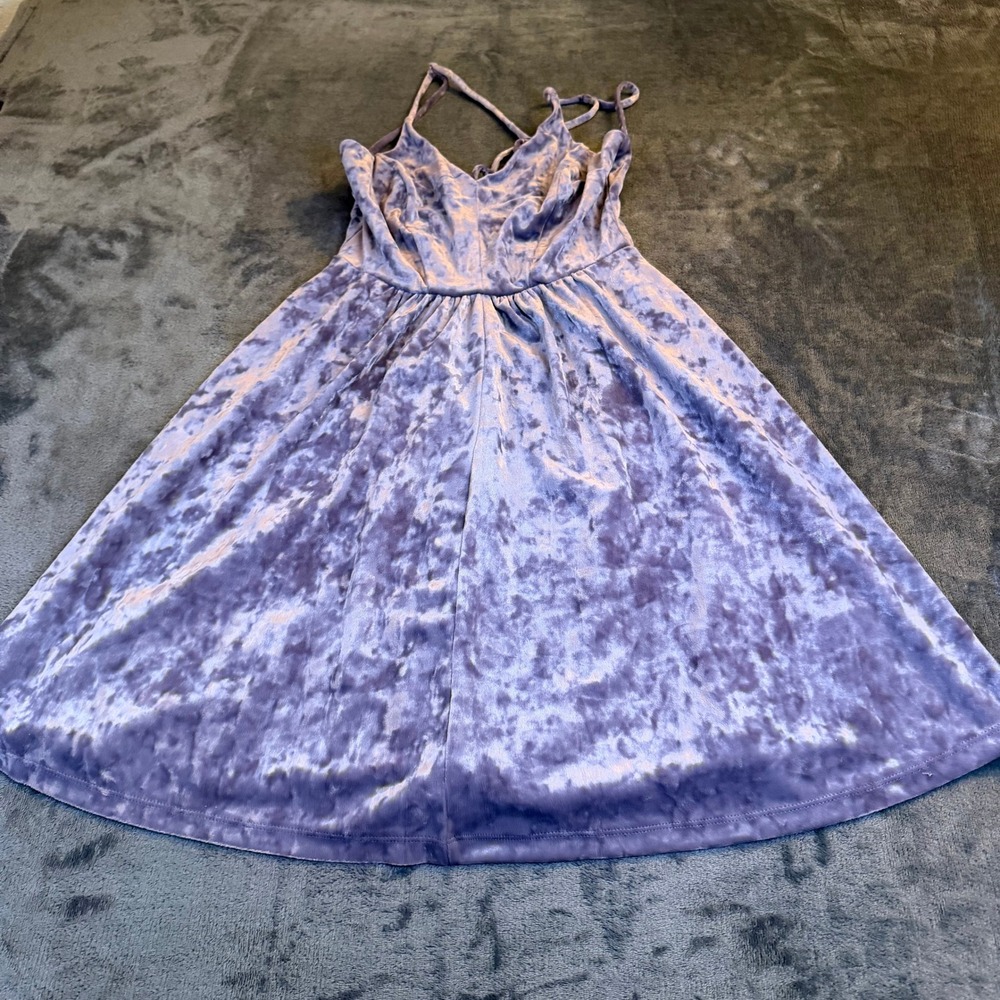 Wild Fable Velvet Crushed Mini Dress Lavender Spaghetti Strap A-Line Womens XS
